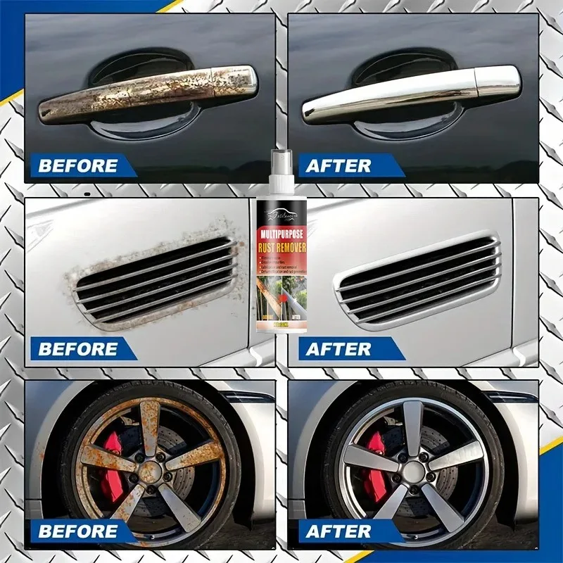 بخاخ إزالة الصدأ - منظف الطلاء المعدني، منظف مسحوق الحديد للصيانة للسيارات، مزيل فعال للصدأ ومنظف الحبوب الحديدية