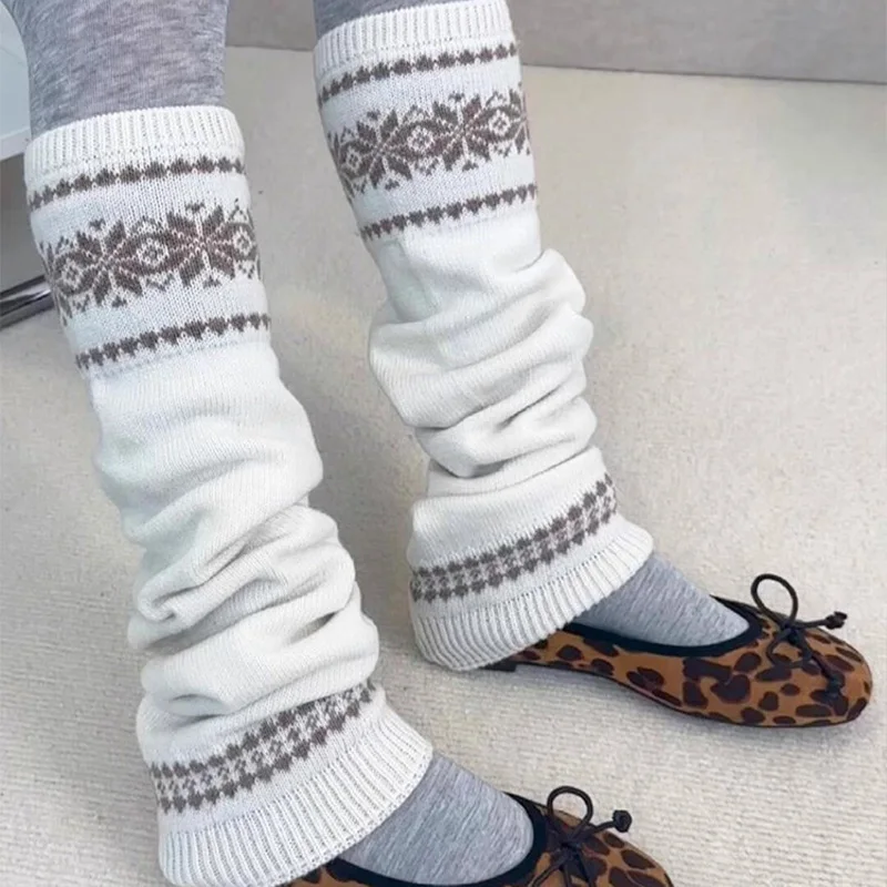 1/2/3 أزواج الشتاء عادية الدافئة تدفئة الساق محبوك لينة JK لوليتا التمهيد يغطي ندفة الثلج معرض جزيرة مكدسة جورب 40 سنتيمتر طويلة غطاء للقدم #2