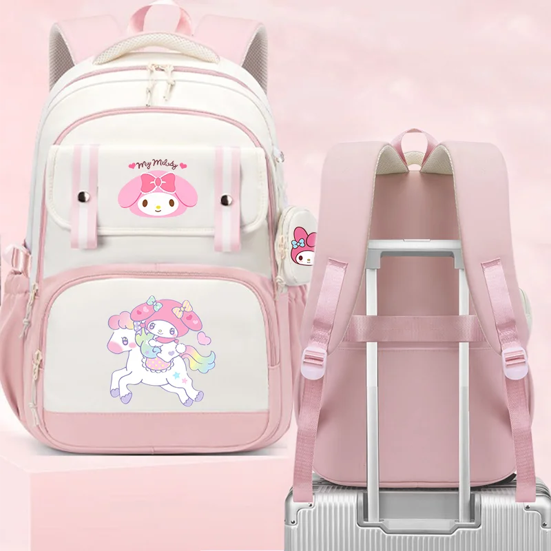 

Розовый рюкзак My Melody, школьный рюкзак для мальчиков и девочек, детский рюкзак с героями мультфильмов, дорожный рюкзак с портмоне, модная сумка