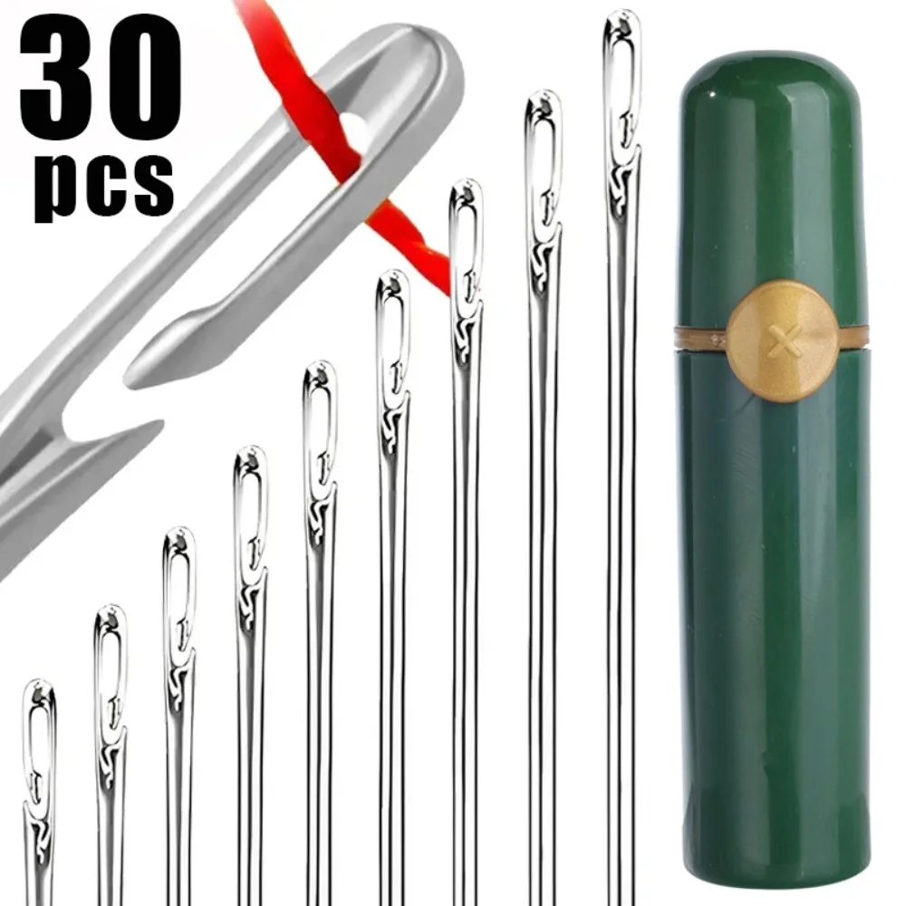 30 pezzi fori laterali aghi ciechi per cucire aghi per anziani in acciaio inossidabile per cucire gioielli fai da te per uso domestico aghi per infilare perline