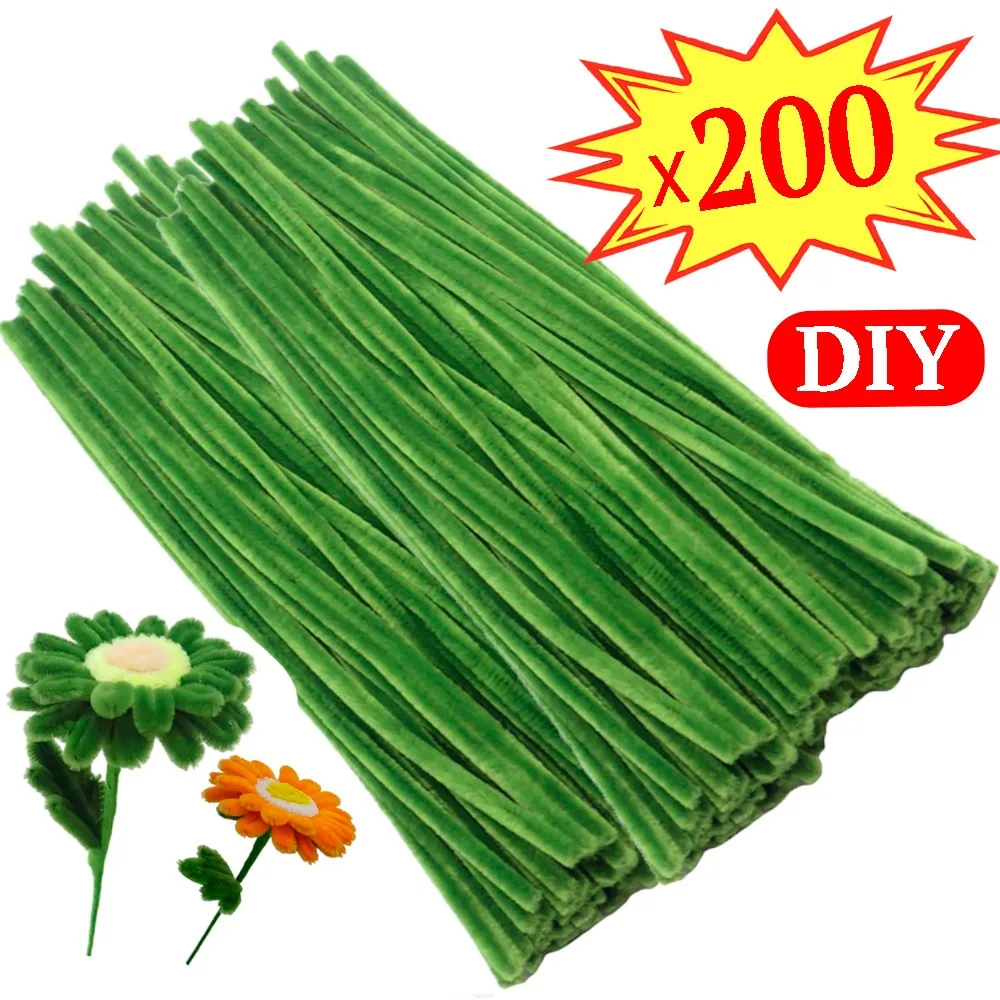 

100/200 шт. плюшевые витые палочки-трубочки из синели, проволочные стержни для детских игрушек, DIY-полоски, креативный материал для рукоделия, войлочные проволочные стержни