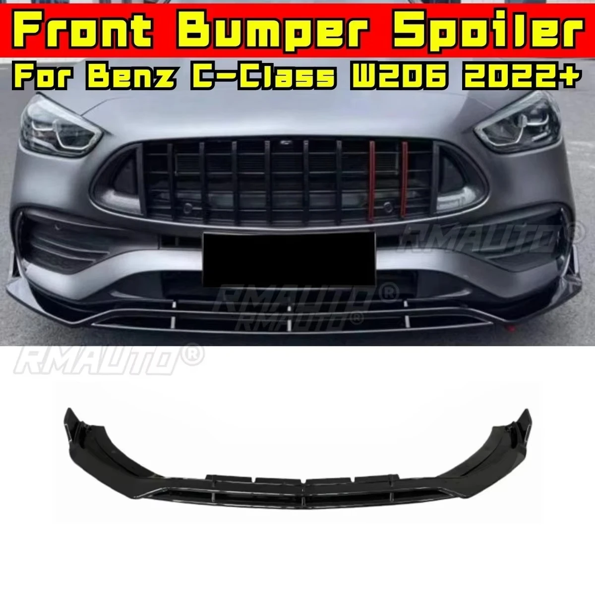 

Car Front Bumper Lip Diffuser Spoiler Glossy Black Modification Part For Mercedes Benz C-Class W206 2022+ Car Accessories