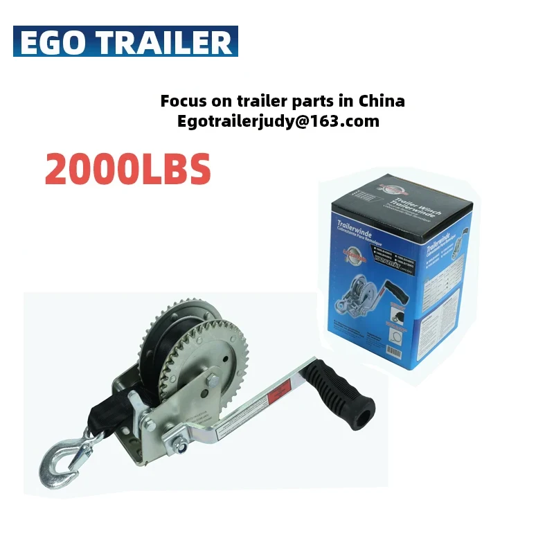 EgoTrailer Top quality Hand Winch 2000lbs/900KGS  6.1m Webbing Strap Car Boat Trailer winch