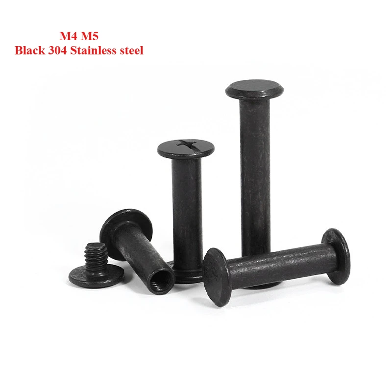 Chicago Binding Screws M4 M5 Black 304 Stainless Steel Phillip Head Rivet Assembly Bolt for Book Binding DIY Leather Craft
