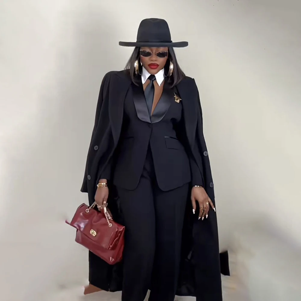 

Modern Women's Suit New 3 Piece Pants Sets Blazer+Trousers+Overcoat Office Commute Elegant Style Banquet Dinner Formal Wear