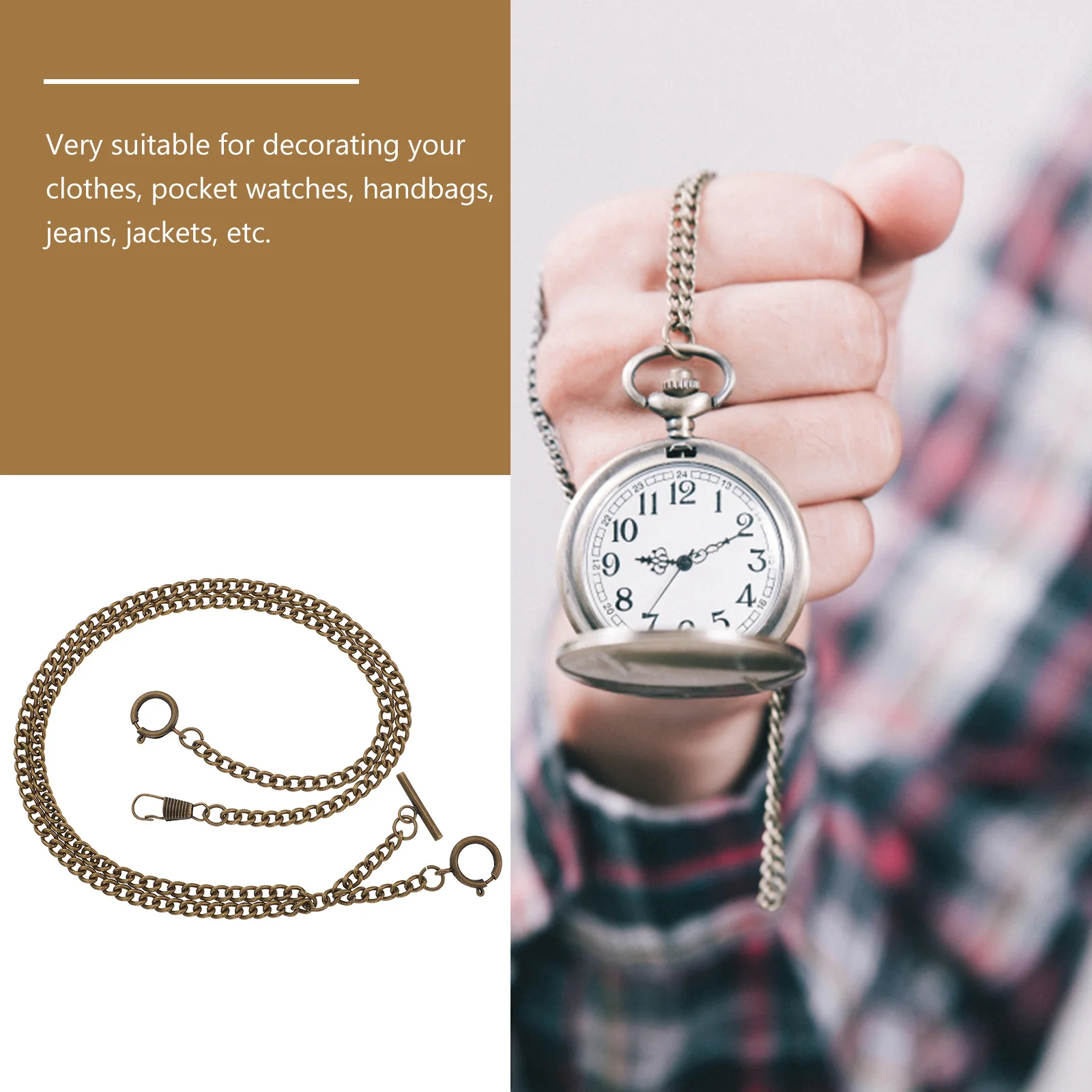 Pocket Chain For Men Round Buckle Hanging Chain For Watch Vest Jeans Wallet Decor Clothing Accessory Pocket Watch Chains