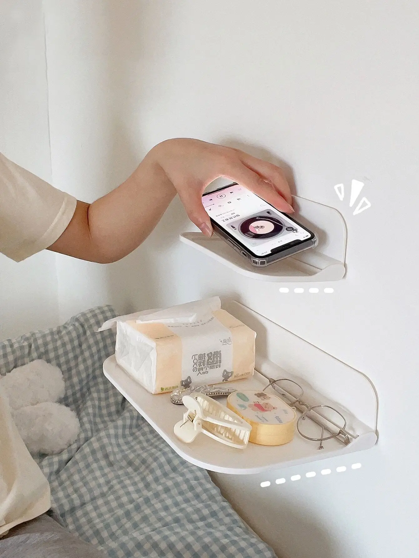 

1 шт., складная доска для хранения в минималистском стиле для рабочего стола/ванной комнаты, настенная без сверления, для повседневного спроса