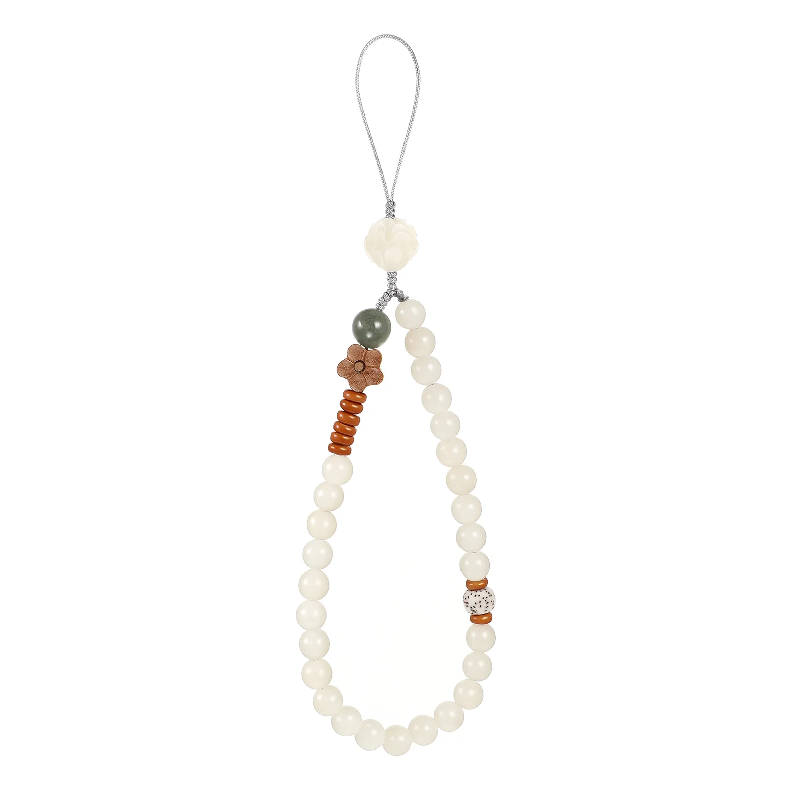 Dainty Bracelets White Jade Bodhi Lanyard for Phone Chinese Style Mobile Straps