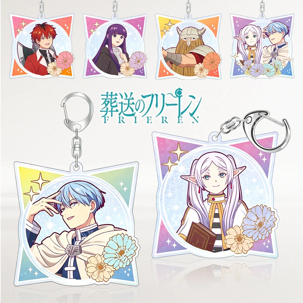 

Anime FRIEREN Acrylic Keychain 15cm Himmel Fern Stark Flower Ver. Keyring Bag Pendant Character Merch Kawaii Fans Gift