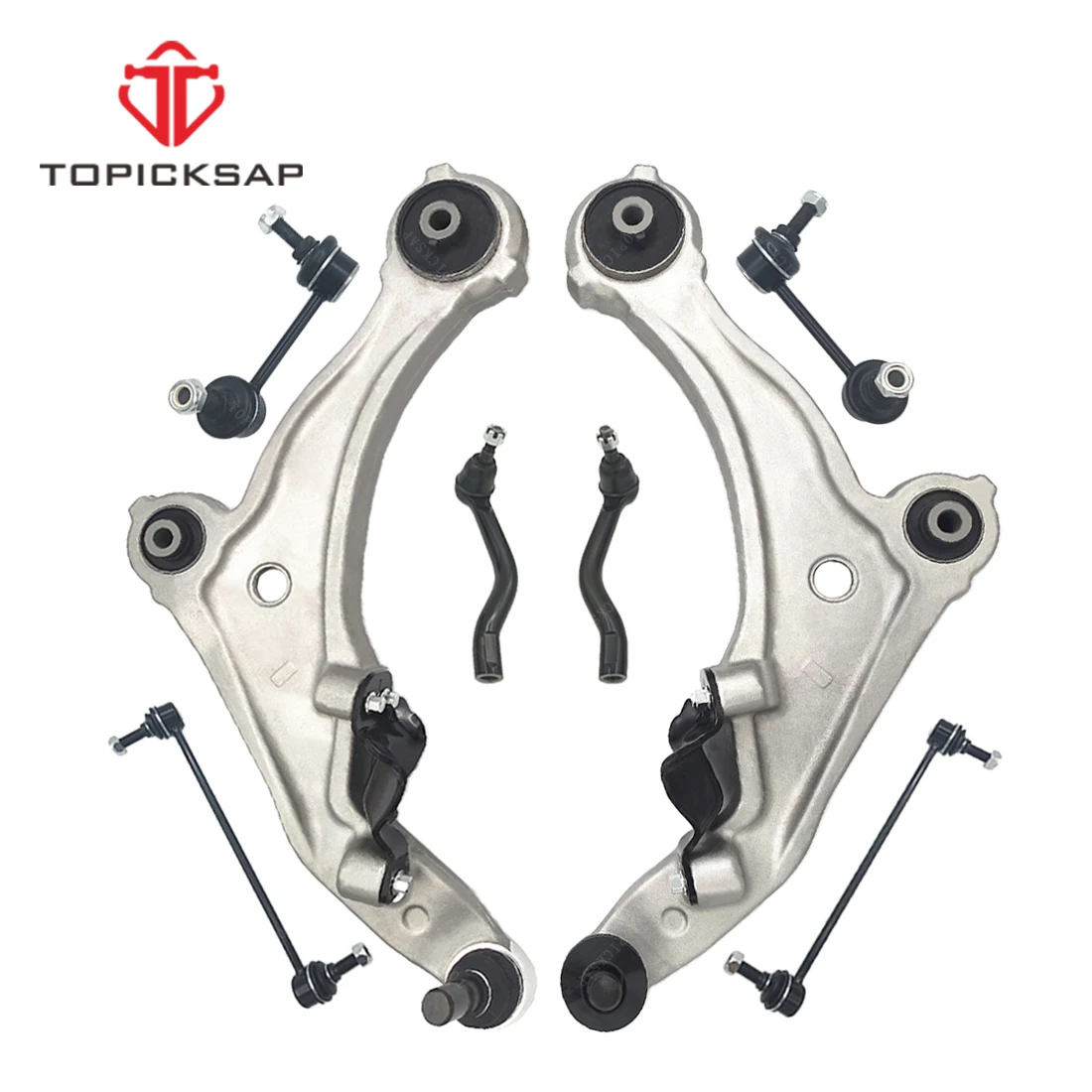 TOPICKSAP 8Pcs Front Lower Control Arm Outer Tie Rod & Sway Bar Link Kit for Nissan Maxima 2009-2014 Suspension 545009N00A