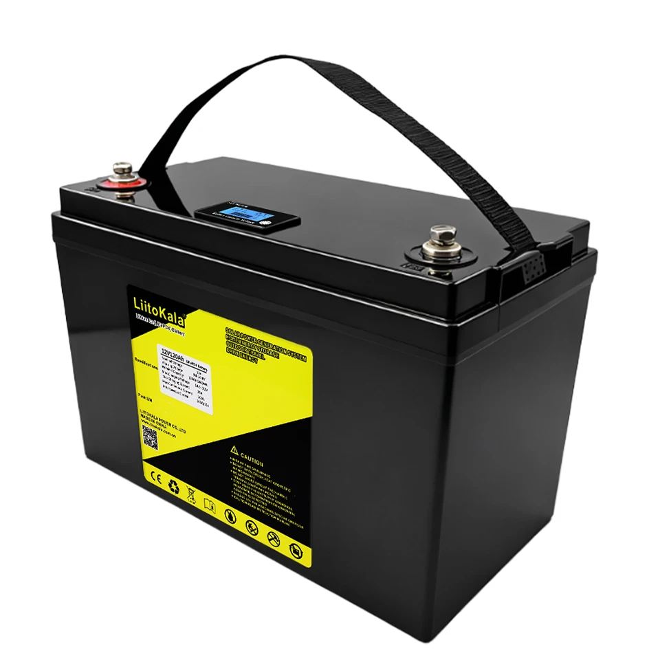 LiitoKala 12V 120Ah LiFePO4 Batterie 1536Wh Deep Cycle, Smart Sky-Blue LCD-Display, 100A BMS, Tragbare Powerstation für Wohnmobil, Wohnwagen, Camping, Outdoor, Hochleistungsanschlüsse, 4000+ Zyklen,