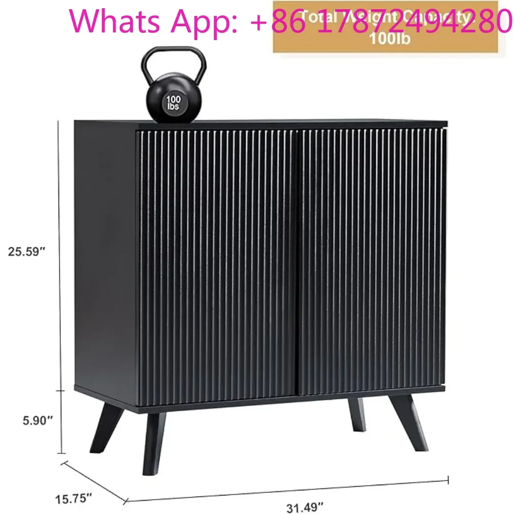 Modern Sideboard Buffet Cabinet, Accent Storage Cabinet Credenza Buffer Cabinet with Fluted Doors