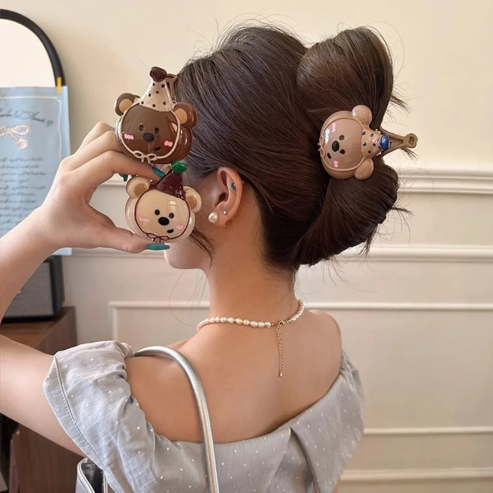 

Personalized Hairpin Bear Hair Clip Geometry Acrylic Cartoon Hair Claw Korean Style Shark Clip Plastic Grab Clip Party