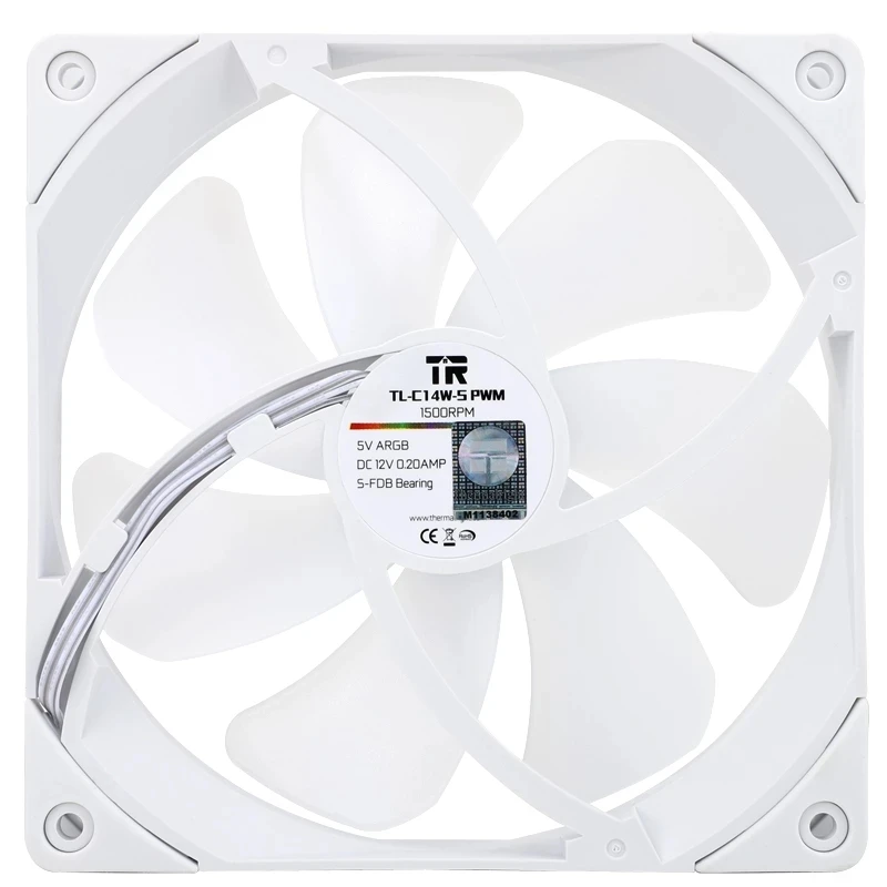 Thermalright-ventilador de refrigeração do computador, 14cm, 4pin, pwm, tl-c14w-s, argb, branco, colorido, baixo ruído