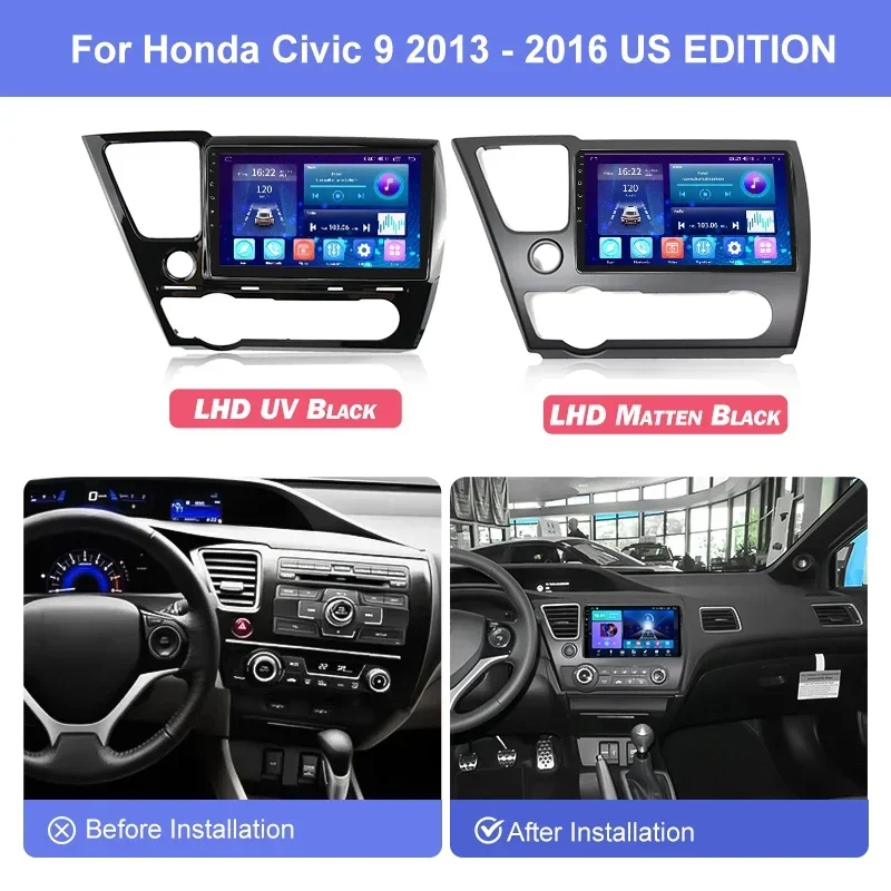 TDARRM  For Honda Civic 9 2013-2016 US EDITION Car Radio Multimedia Video Player Navigation stereo GPS Android 10 No 2din 2 din