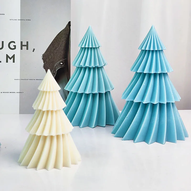 

Large Geometric Spinning Pine Silicone Candle Mold Christmas Tree Handmade Aromatherapy Gypsum Resin Soap Baking Mold Home Decor