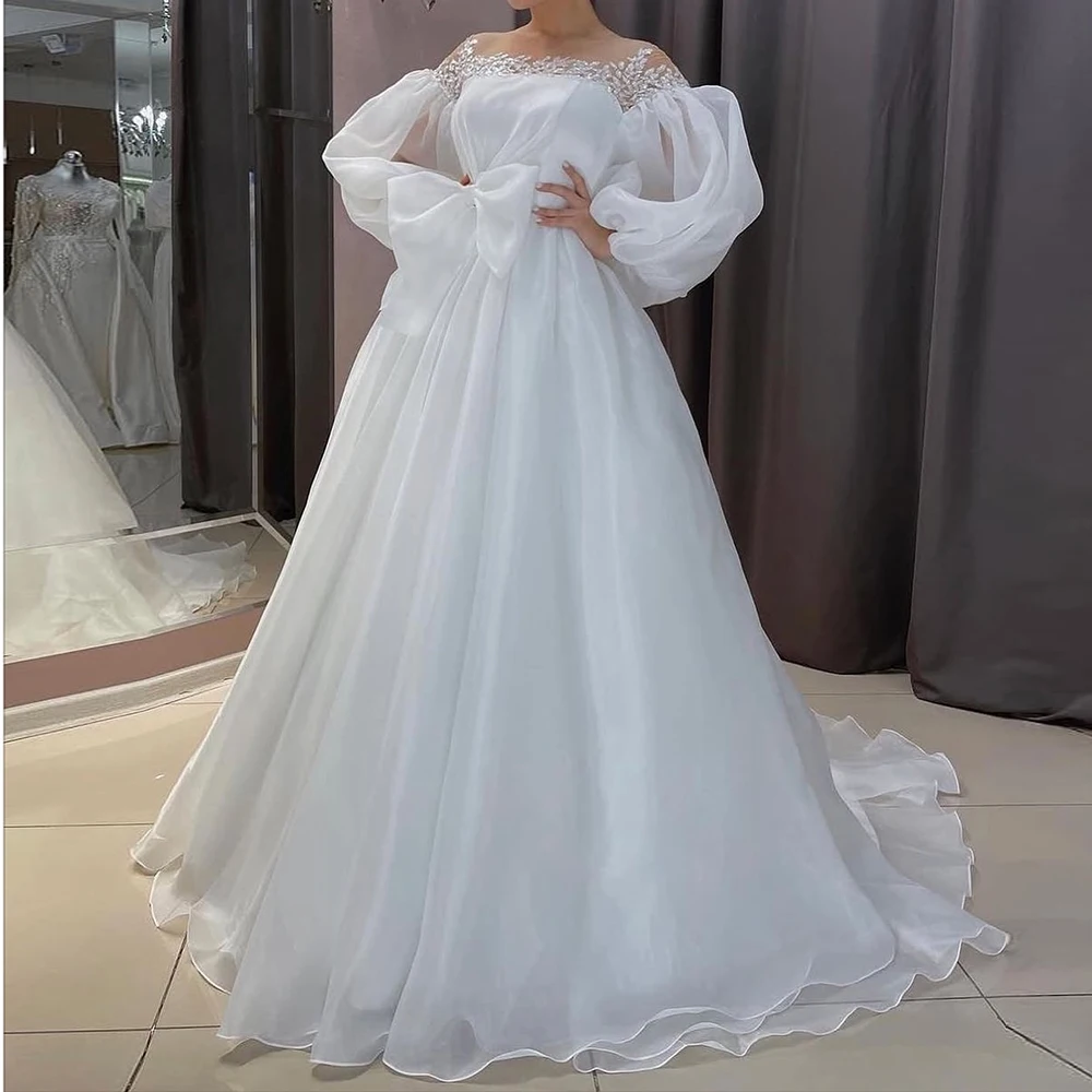 

Customized Mermaid Evening Dresses Floor-length Off The Shoulder Full Sleeve Prom Gown Fashion Crystal Simple Draped Party Gown