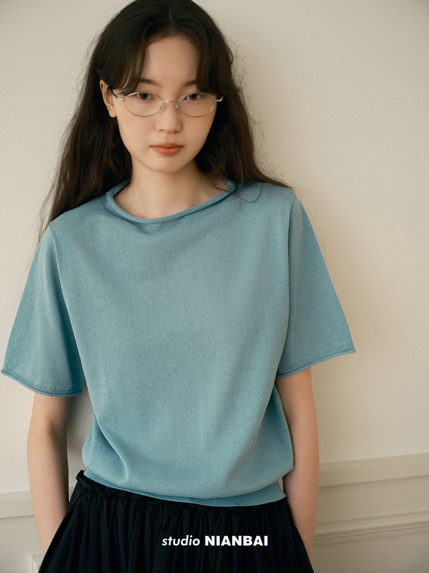 

Lightweight Breathable Short Sleeve Knitwear round Neck Casual Style Regenerated Green Fiber Fabric Short Length Roll