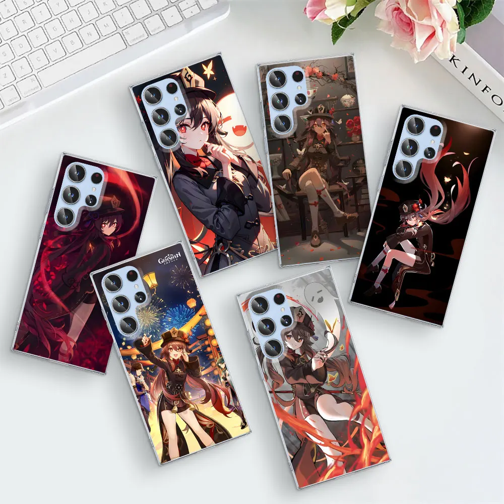 Hu Tao Genshin Impact Case for Samsung Galaxy S23 S21 FE S22 S24 S20 Ultra S8 S10 Lite S10e S9 Plus TPU Transparent Phone Cover