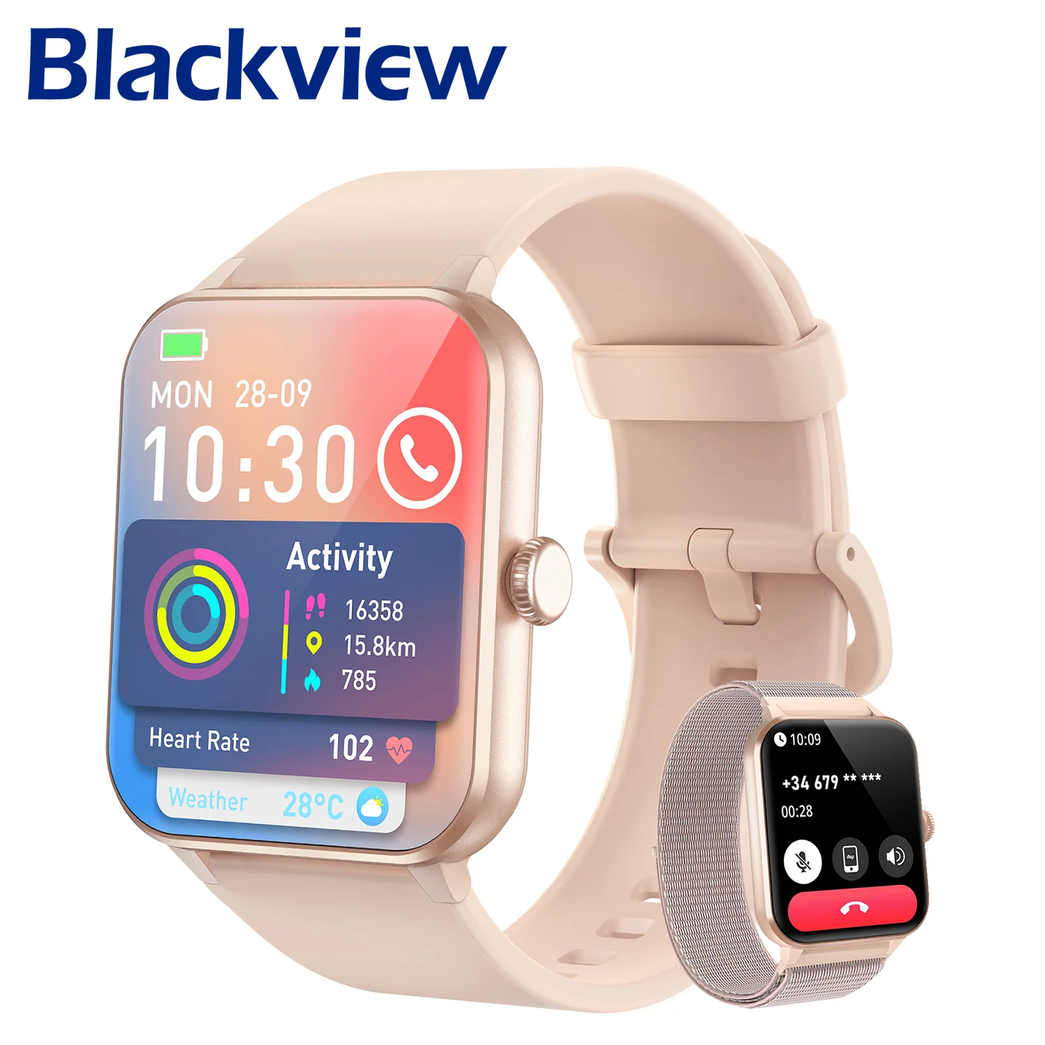 Blackview Smart Watch R50 Bluetooth Calls 1.85'' TFT Display Smartwatch Al Voice Assistant Women Health and Fitness Tracking