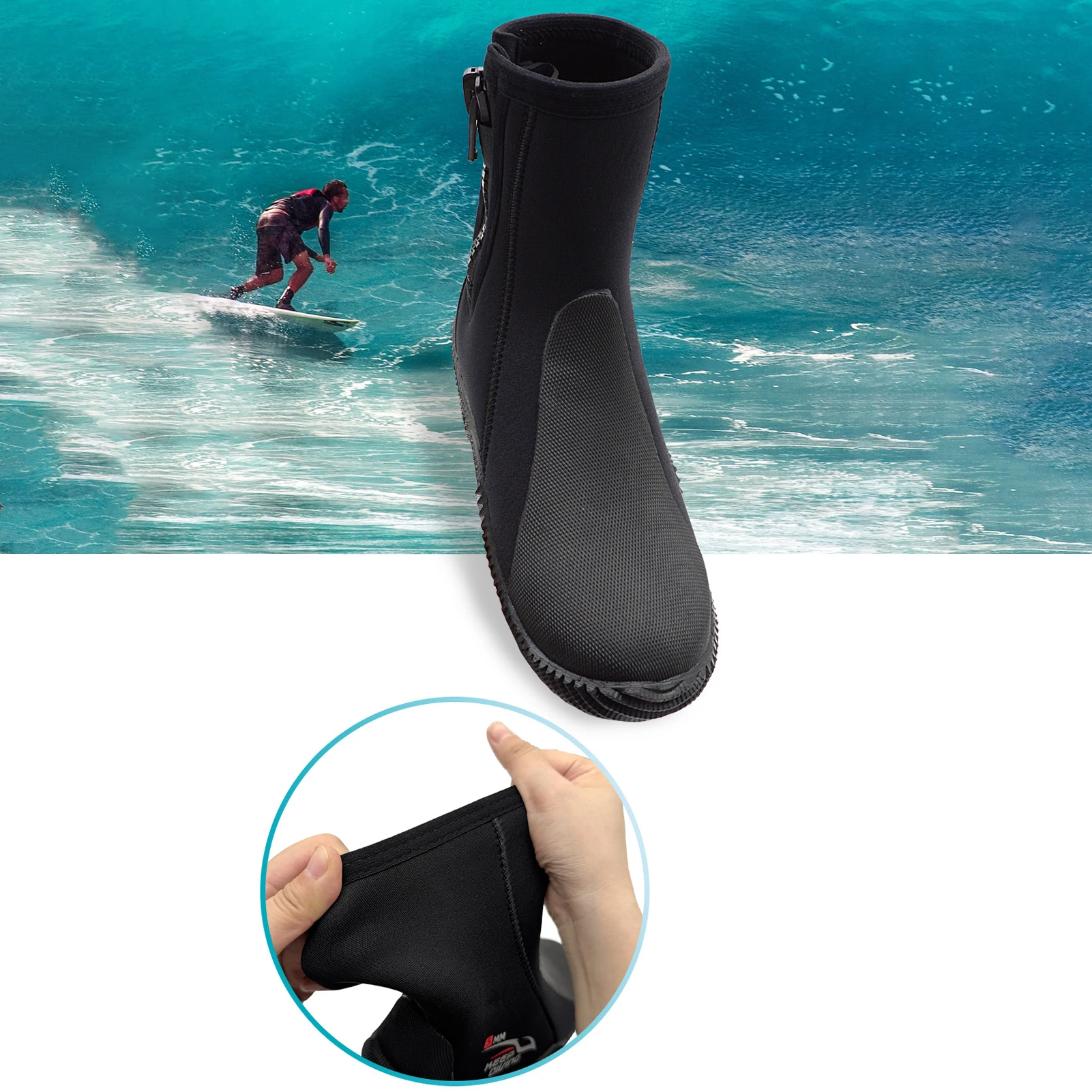 1 زوج أحذية الغوص عالية الجودة كعب مرتفع زلة مقاومة مرونة عالية مريحة أنيقة دائم المطاط الأسود وحيد أحذية الغوص