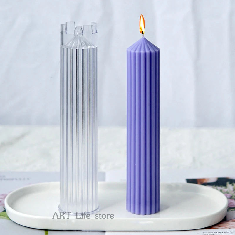 20 cm Gestreifte Zylindrische Kerze Form DIY Erreichte Konische Säule Kerze, Der Werkzeug Acryl Kunststoff Form Abendessen Dekoration Kerze
