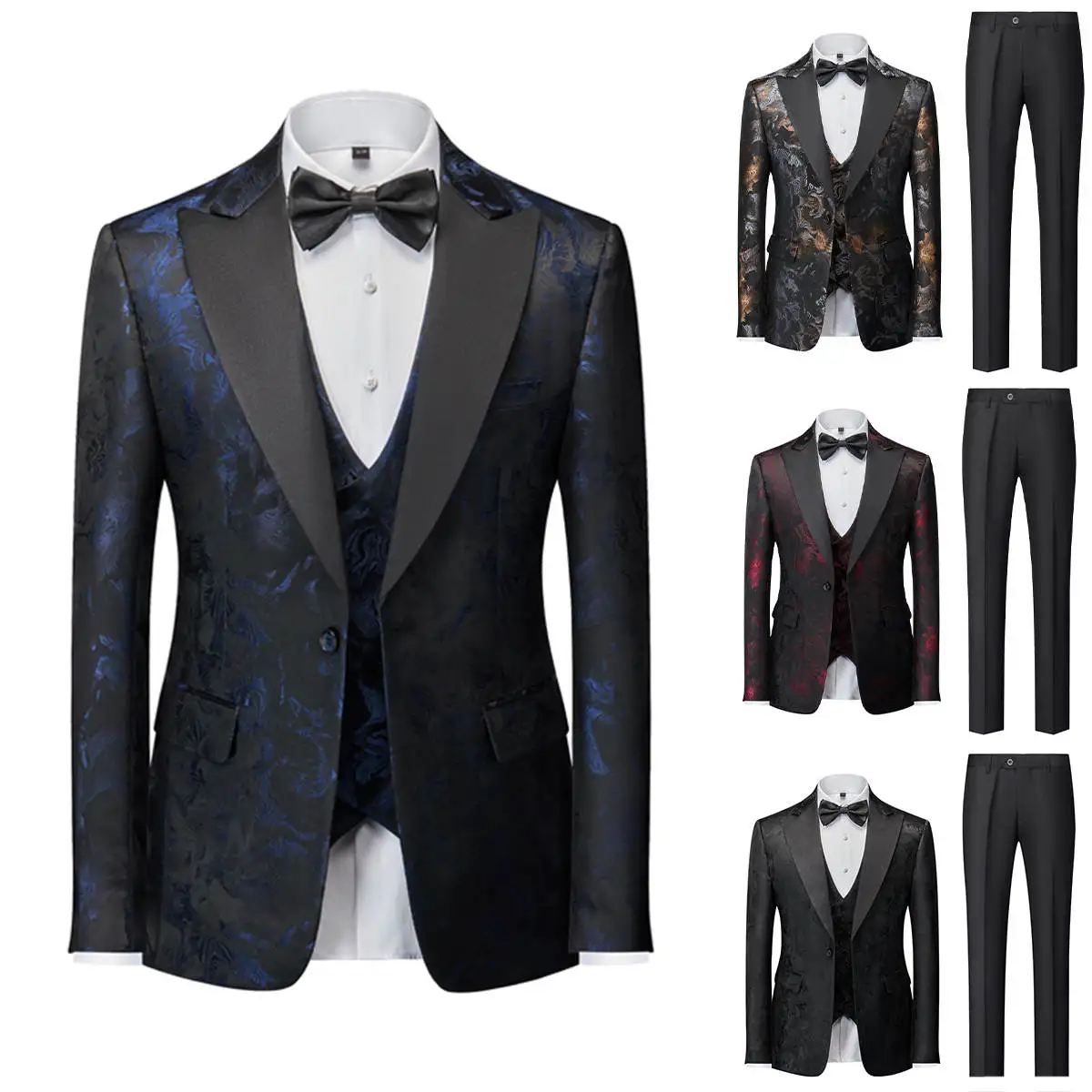 

Design Prints 3 Pieces Men Suit British Pattern Wedding Tuxedos Customized Fit Party Suits Handsome Formal Coat Pant Vest