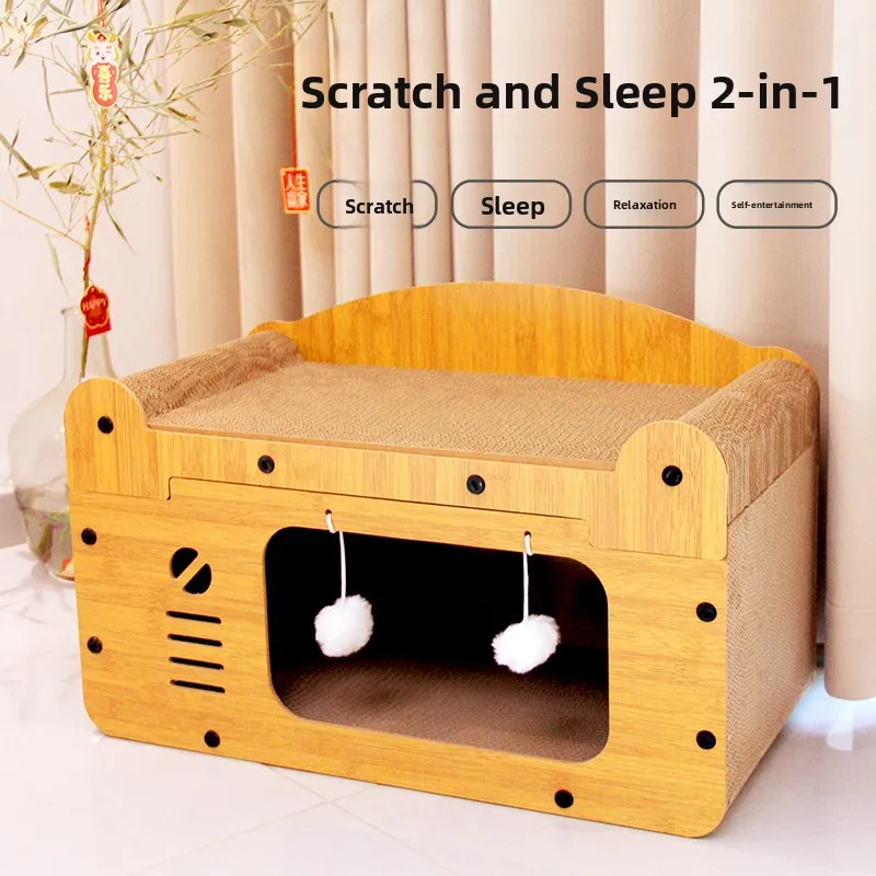 

Многофункциональный домик-когтеточка для кошек, большой размер, износостойкий, не линяет, универсальный для всех сезонов, вилла-дизайн