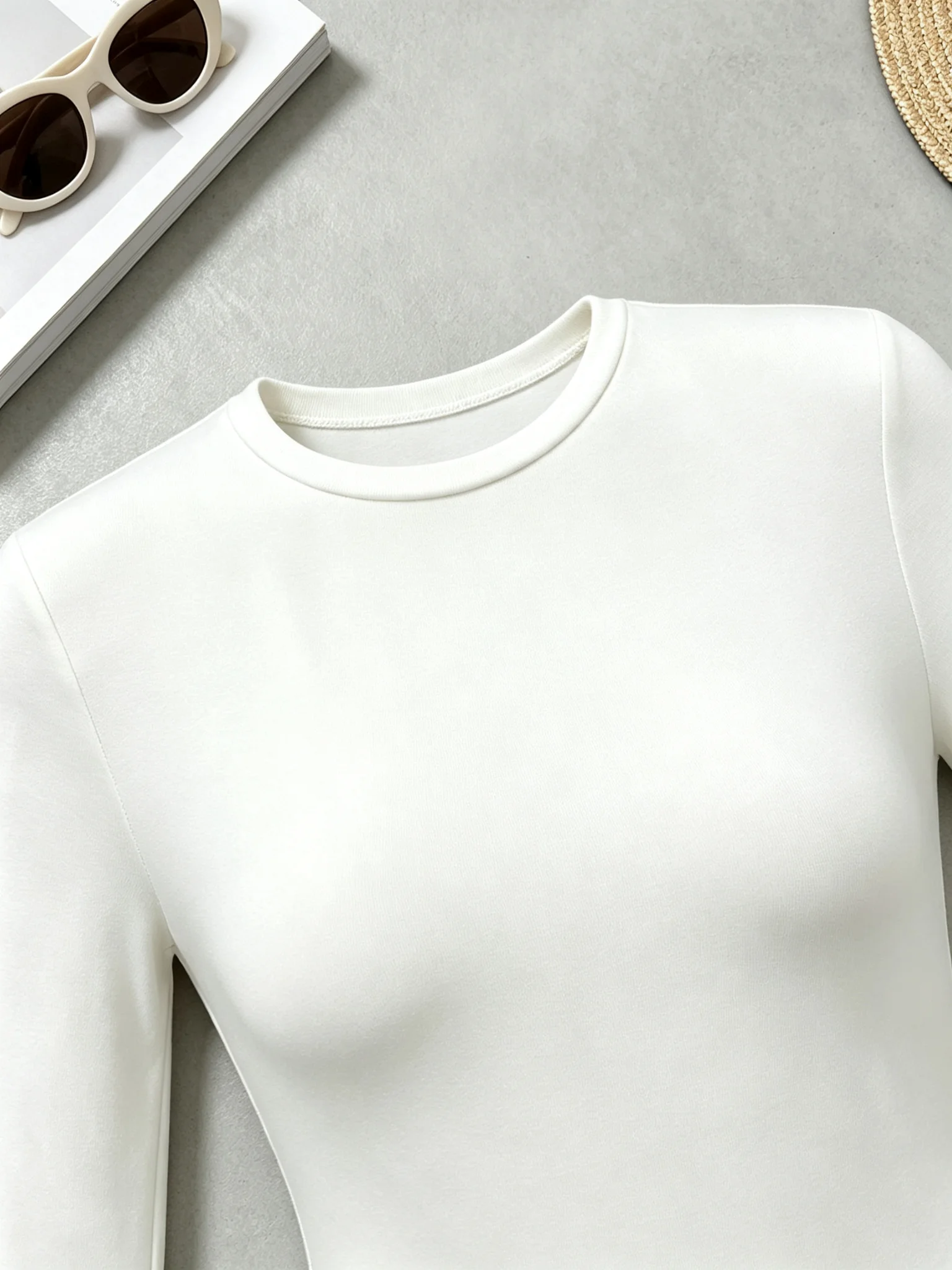Damen-Bodysuit mit Rundhalsausschnitt und Langen Ärmeln, Schlanke Passform, Hochelastisch, Einfarbiger Casual-Jumpsuit für den Alltag – Detail 29
