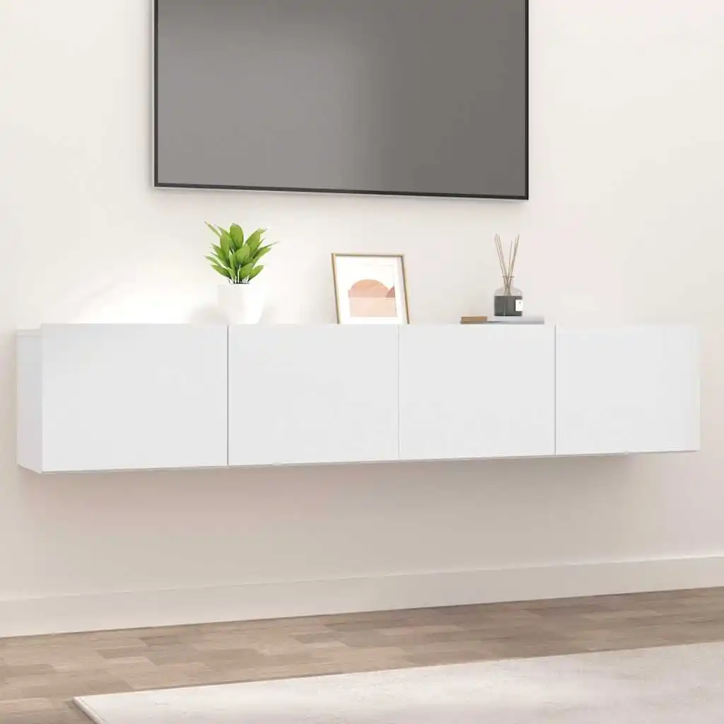 2-teiliges weißes TV-Gerät, 80 x 30 x 30 cm, Holzwerkstoff. Innendekoration, Wohnzimmer, Heimdekoration, Monitorständer