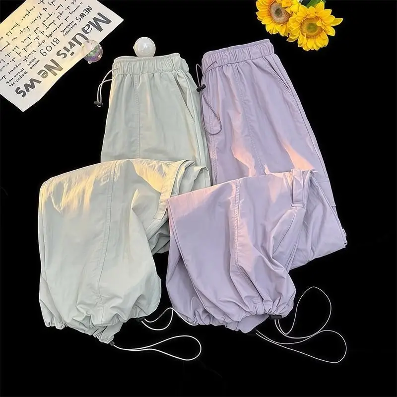 

Girls Casual Cargo Pants Summer New Sle Children Korean Version Spor Trousers Little Girl Faionable All-Match Cuffed Pants