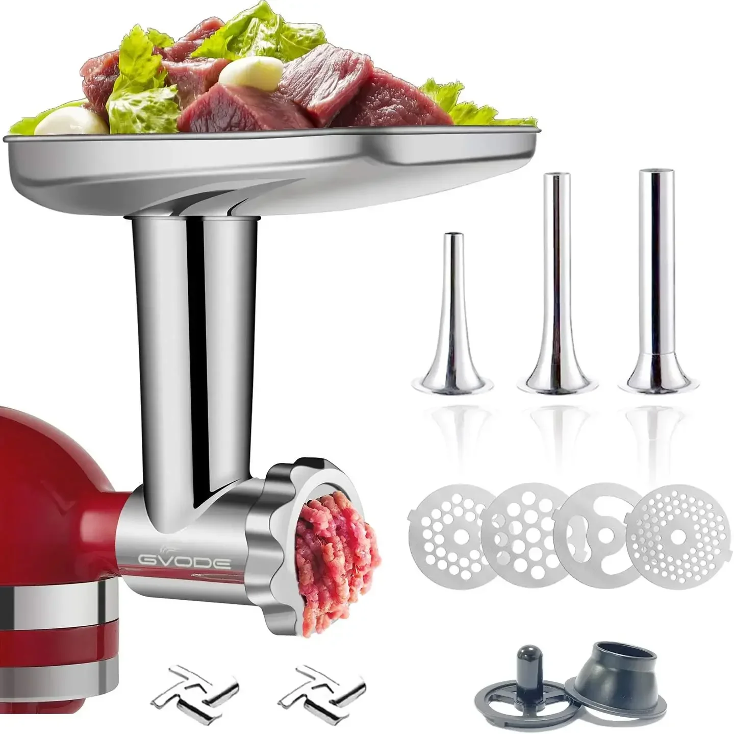 Meat Grinder for KitchenAid Mixer Includes 3 Sausage Stuffer Dishwasher Safe Attachment for Meat Grinder Accessories by Gvode