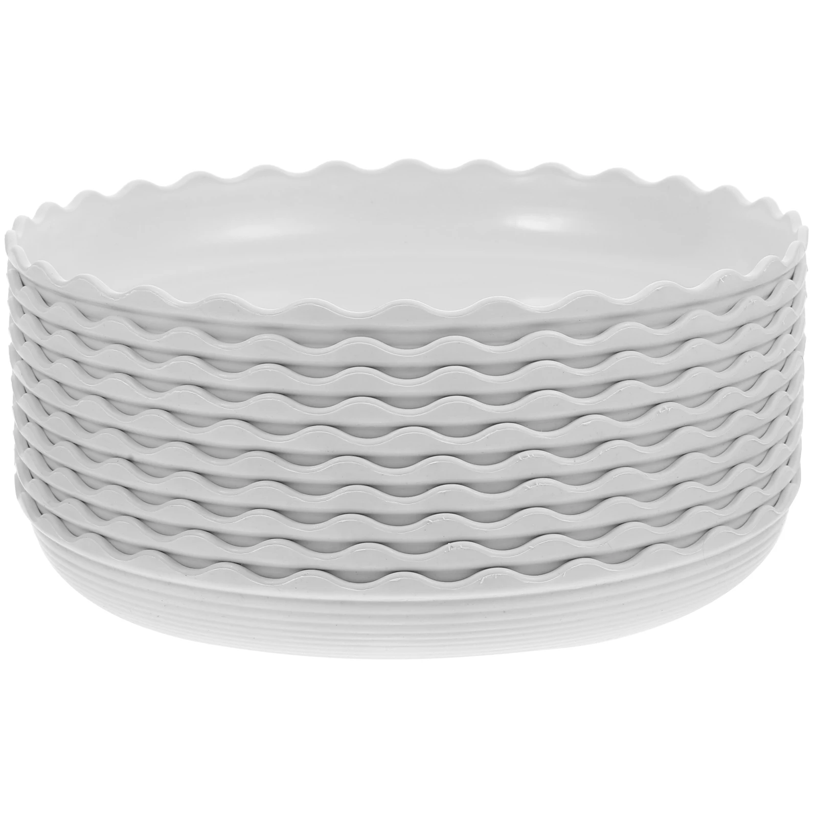 

10pcs Round Chassis Pad Pot Plates Plant Saucers Potted Tray Trays Plastic Drip Flower Water Catcher White Thick Sturdy PP