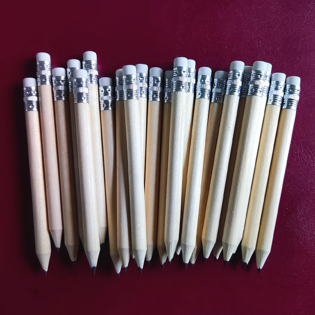 50 Pcs Small Log Pencils Short Drafting Erasable Writing Instrument Basswood Toddler