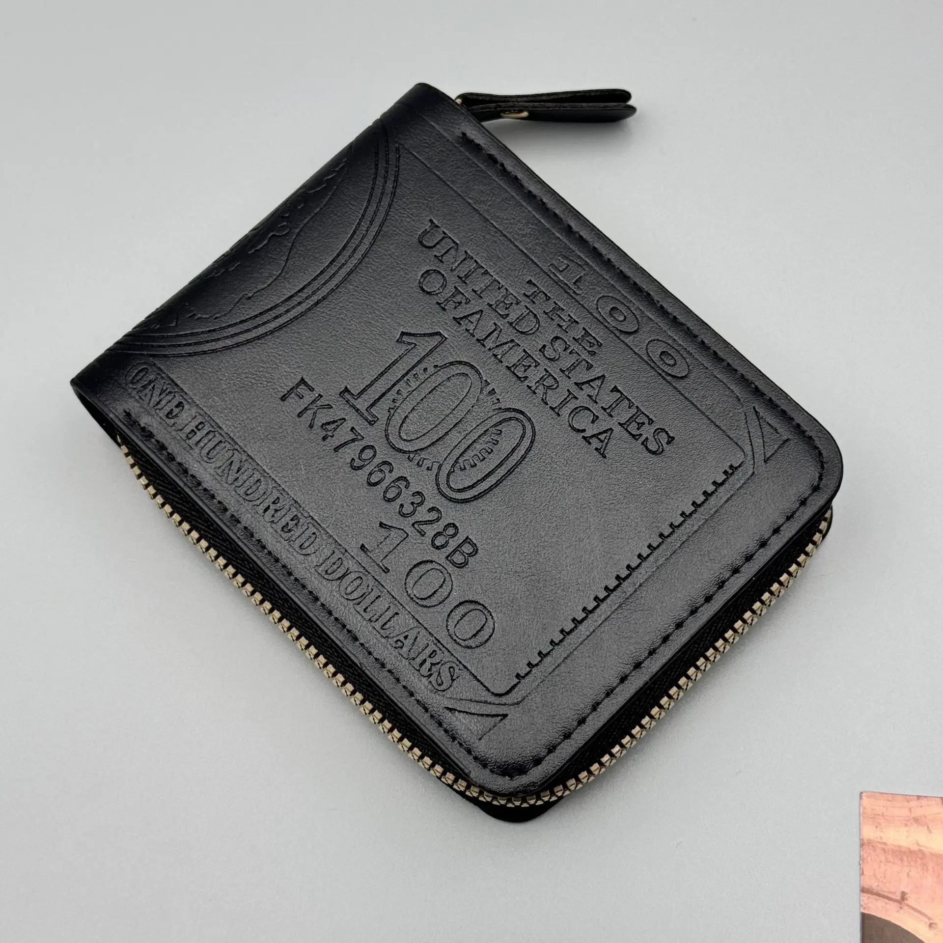 Men's Retro printing Wallet, Ultralight Slim Zip Coin Wallet