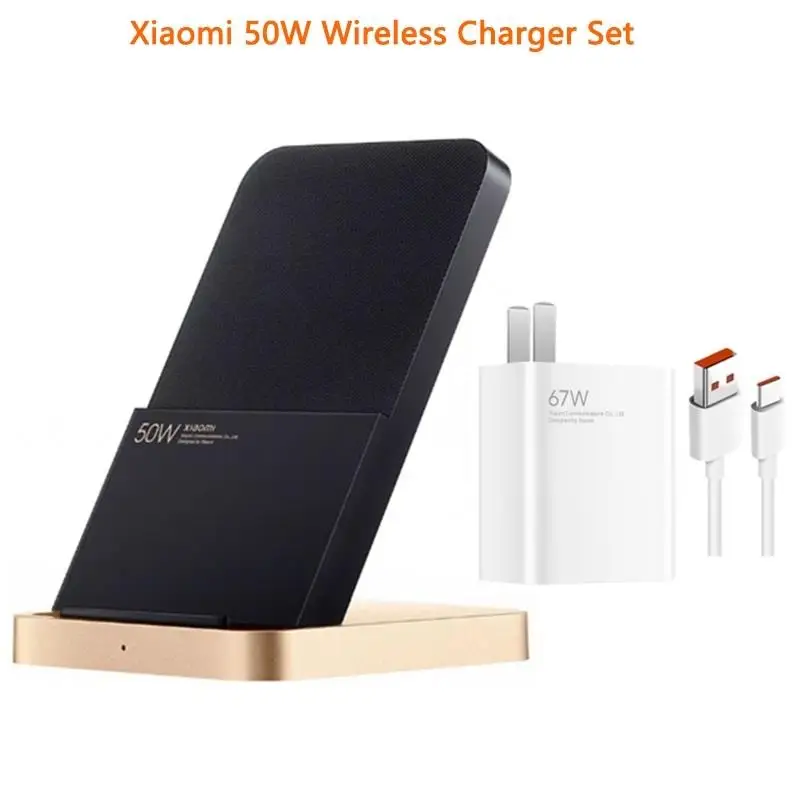 2025 50W Wireless Charger Set With 67W Charger 6A Cable Vertical Air Cooling Fast Charging For Xiaomi 10/11/12 Pro For iPhone