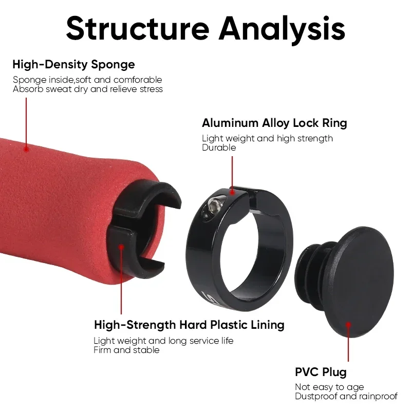 BUCKLOS-empuñaduras de esponja para manillar de bicicleta de montaña, cubierta suave que absorbe los golpes, manguitos de barra, accesorios para