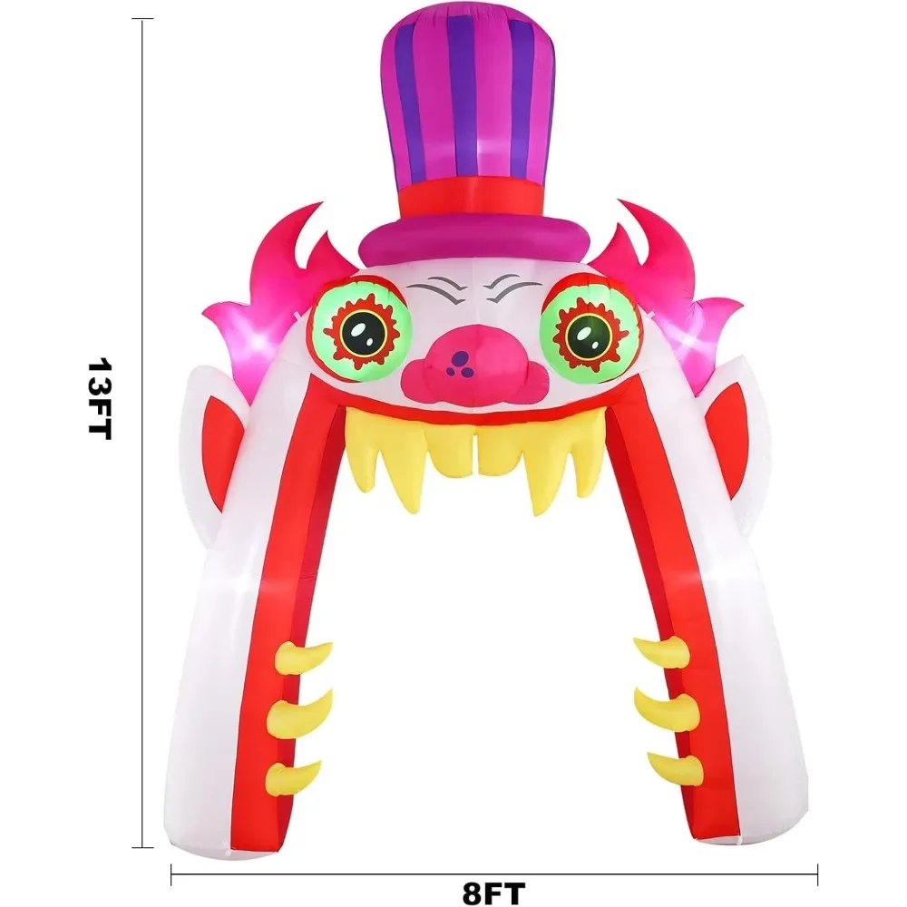 

13ft Clown Arch Halloween Inflatable Outdoor Decoration, Courtyard Decoration with LED Lights, for Outdoor Lawn, Garden