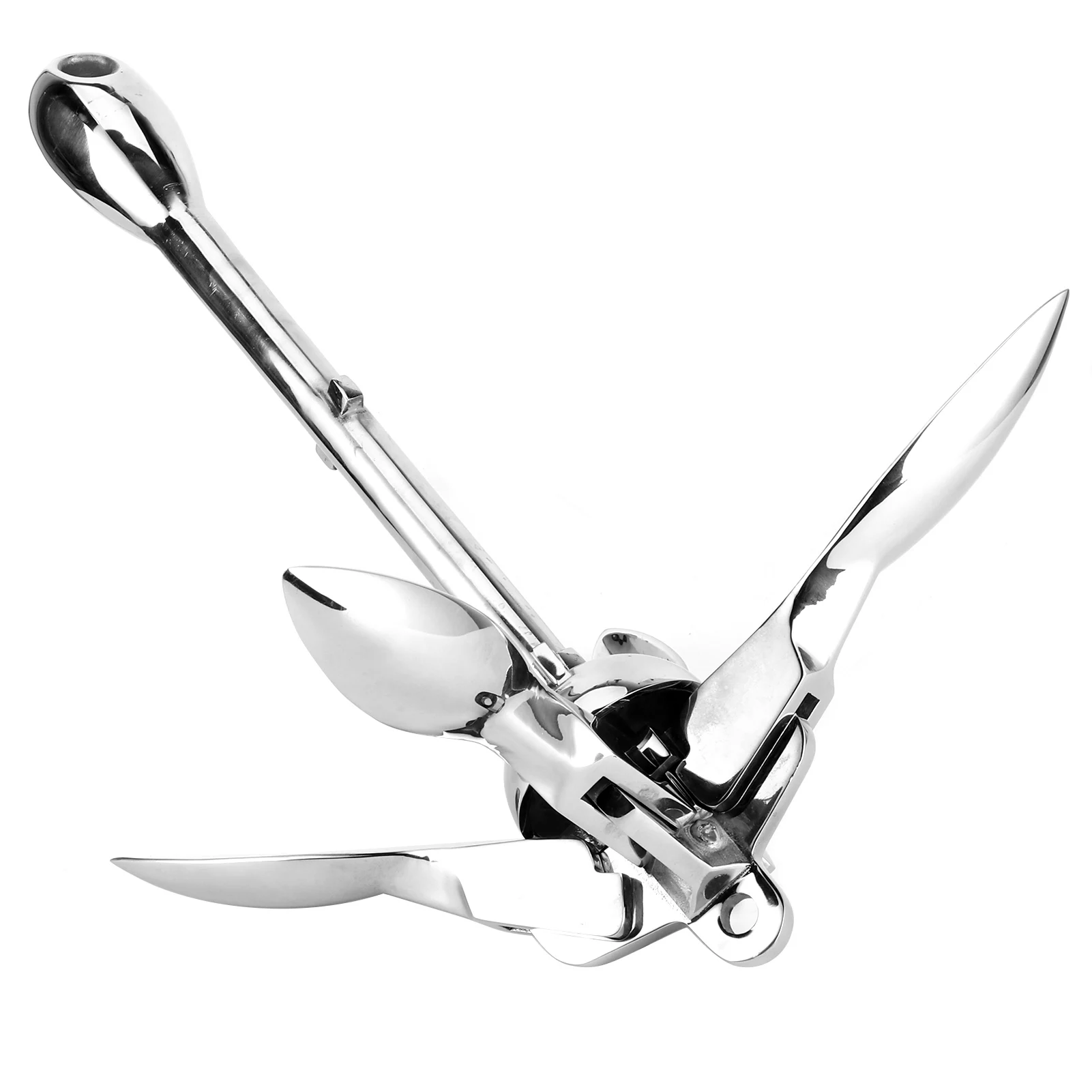 Foldable Anchor 8.8lb Grapnels Hardware 316 Stainless Steel for Marine Yacht Fishing Boat OEM Replacement Heavy-duty Rugged Mirr