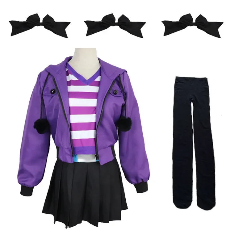 Astolfo fantasia cosplay para homens e mulheres, dramatização de Halloween, peruca linda, casaco e saia, roxo e preto diário, roupas esportivas, destino e apócrifos