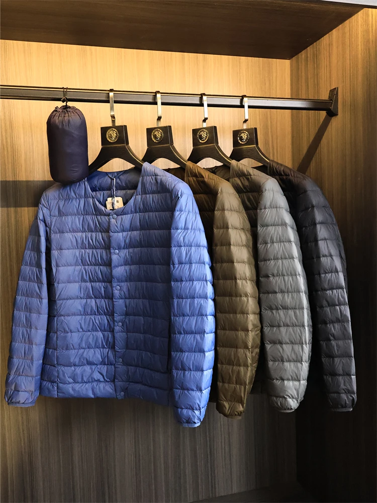 

Portable High-Heat 90 White Du down Men's Jaet Faionable Warmth Nel Urban Sle Pure Color Youth Regular Length