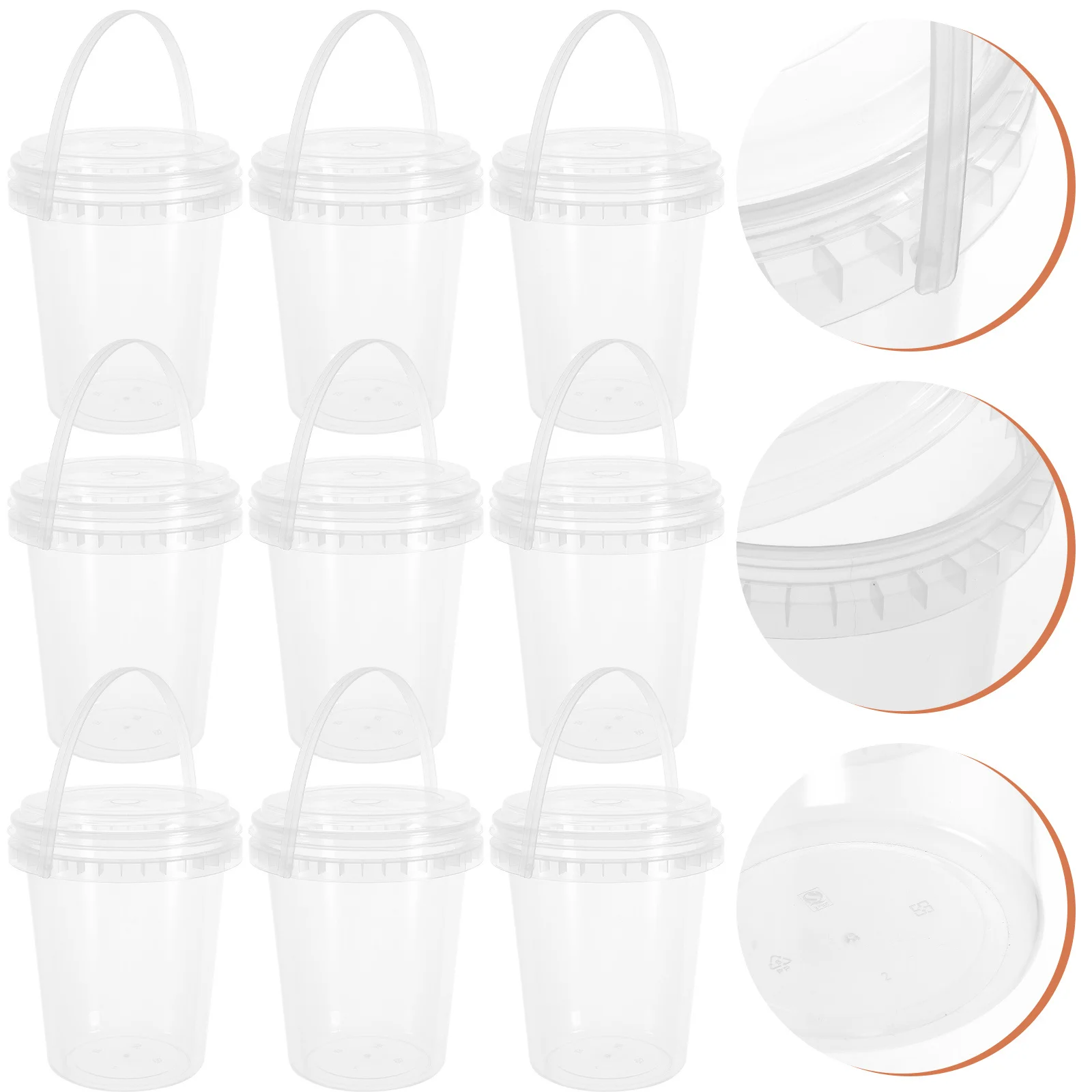 

10Pcs Clear Fruit Beverage Bucket with Lid Portable Food Storage Container for Milk Tea Ice Cream Beer Water Juice Popcorn
