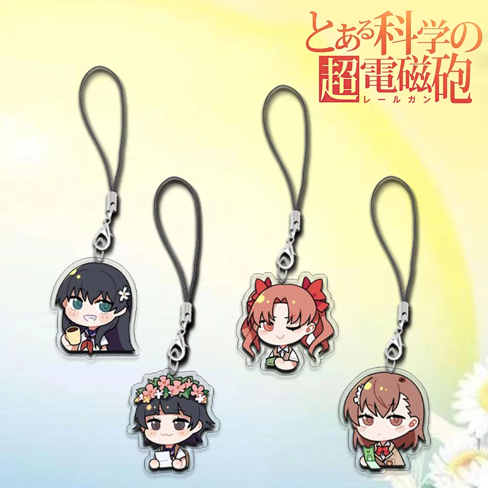 Anime A Certain Scientific Railgun Shirai Kuroko Uiharu kazari Misaka Miko Keychain Cosplay Phone Chain Acrylic Bag Pendant Prop