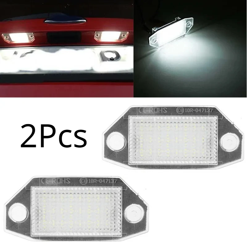 2Pcs 24 LED Car Number License Plate Lights Lamps White 12V For Ford Mondeo MK3 MKIII 2000-2007 4Door / 5Door