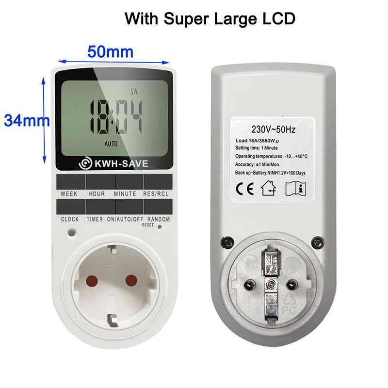 Temporizador Digital electrónico programable, enchufe de 12/24 horas, UE, Reino Unido, EE. UU., AU, FR, dispositivo de cocina, Control de tiempo