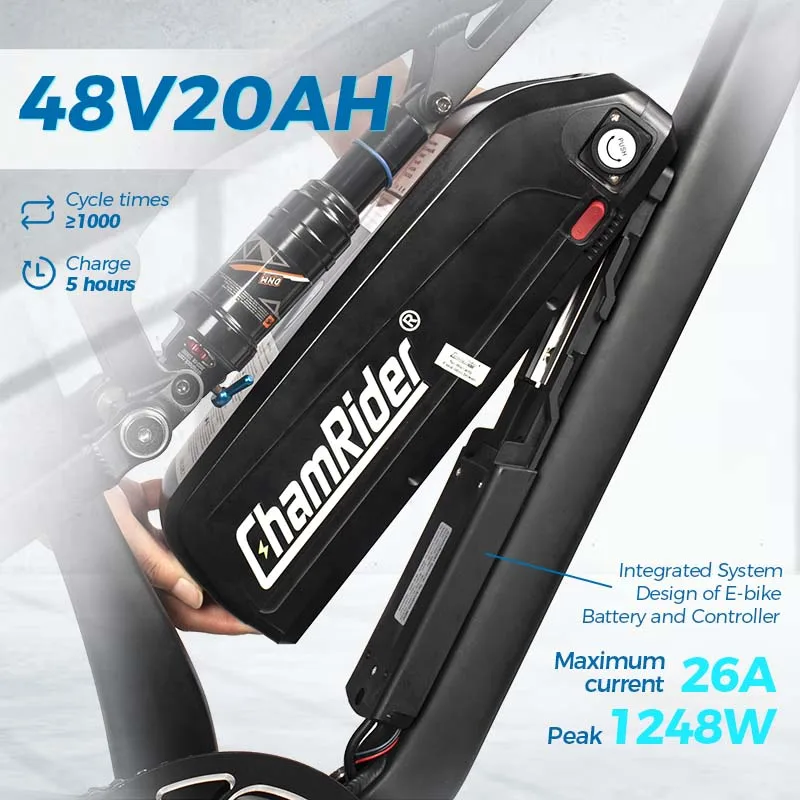*forChamrider DH420 Ebike Full Suspension Electric Mountain Bike 48V20AH Lithium Battery Brushless Motor 750W 180km Range Electr