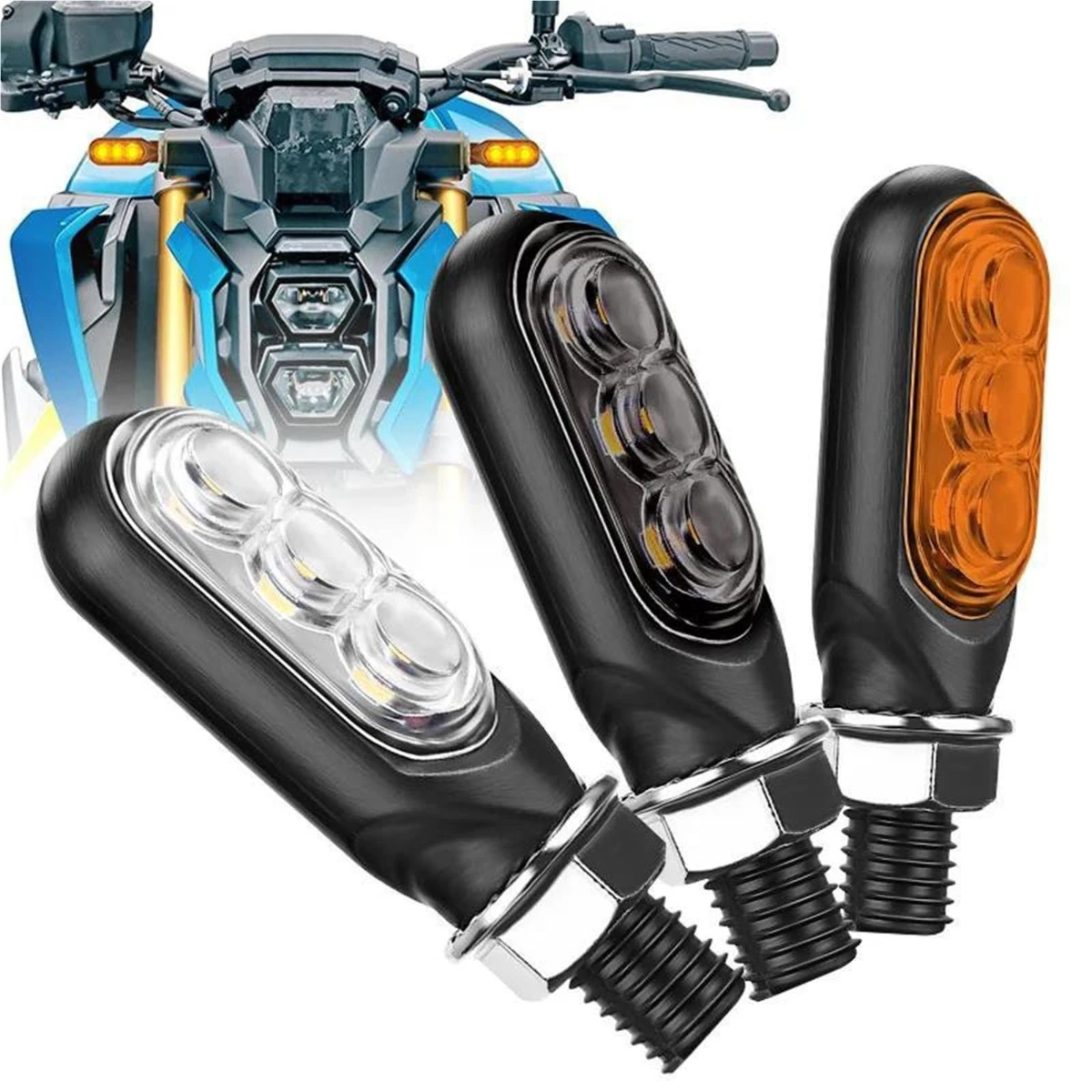 2/4Pcs Motorcycle 3LED Turn Signals Directional Indicators Amber Flashing Light 12V Motorcycle Turn Signal Lamp Accessories