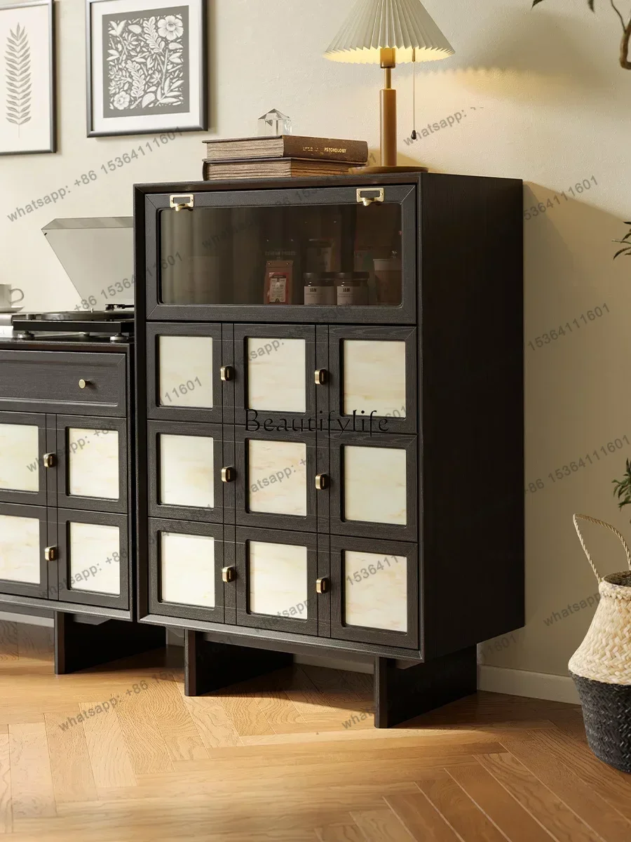 Customizable Retro Mid-Ancient Meal Side Five Buckets Tea Cabinet Bottom Flip Door