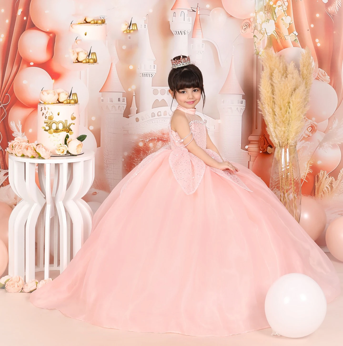 

Flower Girl Dress For Wedding Sparkling Sequins Tulle Pearls Puffy Princess Kids Birthday Party First Communion Ball Gowns