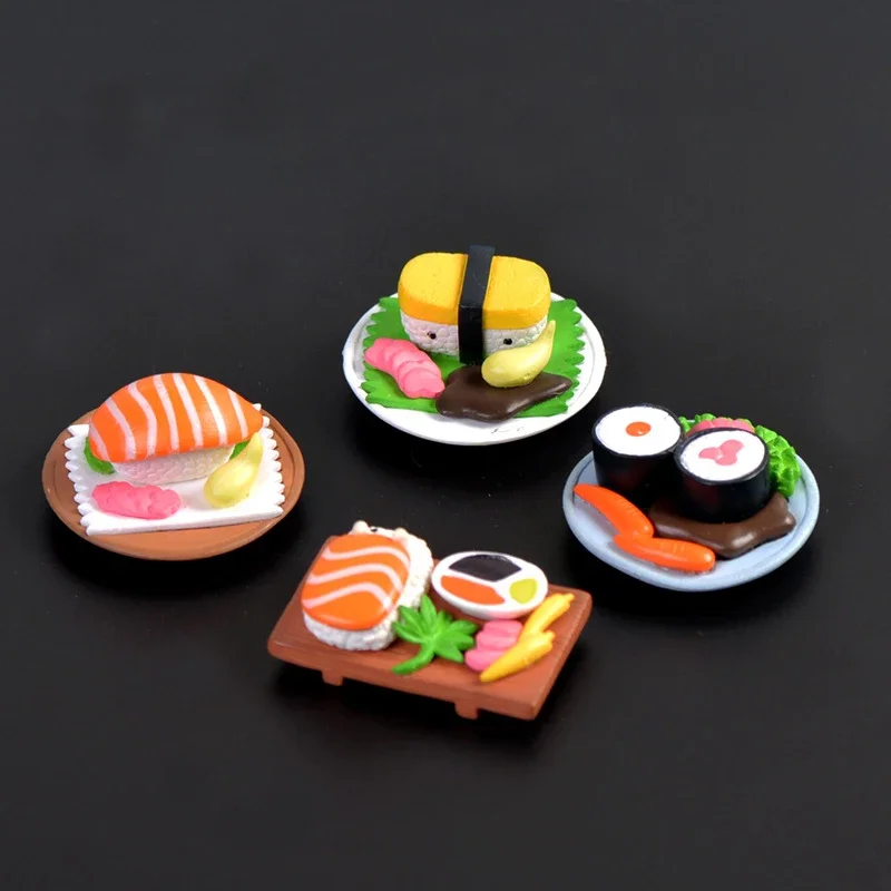 4 stks/set Creatieve Heerlijke Sushi Miniatuur Voedsel Leuke Ornamenten Miniatuur Pop Voedsel Sieraden Diy Craft Accessoires Home Decor